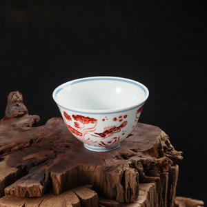 Bol à nouilles chinois peint à la main avec des motifs anciens bleus et blancs de longévité, pêche, lion, poisson, algues et autres, bol à riz - Product Image 5