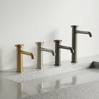 Robinet de lavabo noir nordique de luxe léger, simple, pour eau chaude et froide, pour salle de bain blanche