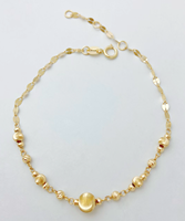 Pulsera de Oro Sólido 18K al por Mayor, Oro Real Au750, Cuentas Facetadas Ojo de Gato, Pulseras de Cadena de Cuentas de Oro para Mujer, Joyería Fina