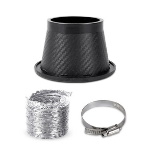 Carbon Fiber Air Intake Duct Square Round Universal Car Upgrade With <b>Clamp</b> - Product Image 2