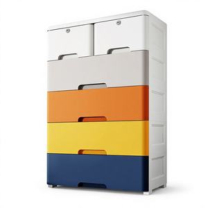 Organizador de Cajones de Plástico de 65 cm de Ancho, Armario de Almacenamiento para Niños, Bebés, Dormitorio, Sala de Estar, Oficina, 3-8 Niveles, Multicapa - Product Image 1