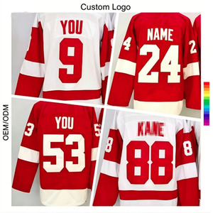 Maillot de hockey sur glace Red Wing, chemises brodées, uniforme cousu, vêtements de sport # 71 Larkin # 53 Seider # 88 <span class=keywords><strong>Kane</strong></span> # 23 # 19 - Product Image 1