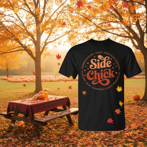 Camiseta Side Chick para el Día de Acción de Gracias, negra, unisex, talla mediana para adultos - Product Image 3