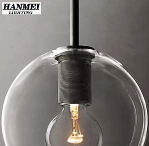 Modern Minimalist Style Single Head Pendant <b>Light</b> Luxury Metal Bedside Glass Ball Design Small E26 Bulb for Bedrooms HM-HR-056 M - Product Image 4