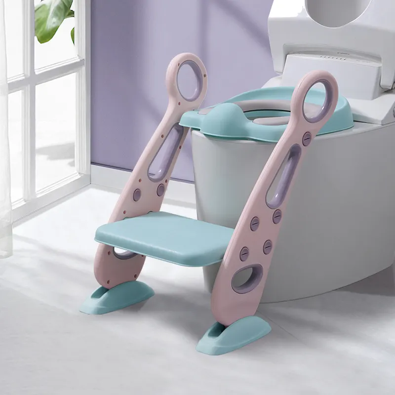 Yeni plastik katlanır lazımlık merdiven adım dışkı ile tuvalet eğitimi koltuğu Squatty bebek çocuk lazımlık tuvalet merdiven