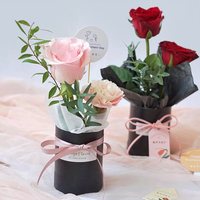 4 pièces Mini boîte à fleurs ronde papier emballage étui câlin seau cadeau boîte de rangement mariage fleuriste Bouquet Vase remplacement emballage boîte