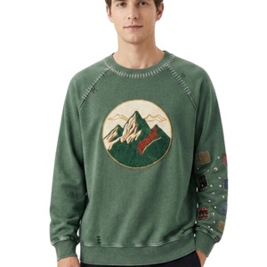 Hoodie de style sportif pour homme, coupe ample, 100% coton French Terry, effet usé, prix bas, fabrication sur mesure, TKAN896D - Product Image 1