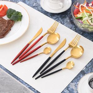 Vajilla de acero inoxidable para hotel, conjunto de 4 piezas de alta gama, color personalizado portugués grueso, mango redondo, ins style - Product Image 4