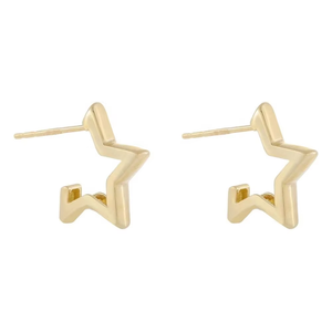LOZRUNVE Boucles d'oreilles créoles en argent sterling 925 en forme d'étoile, style coréen, vente en gros, plaqué or 18 carats - Product Image 3