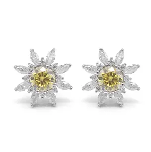 Goldstones Fast Delivery S925 Silver Mossanite Earrings Flower Stud Earrings INS Popular Personality Women's Jewelry