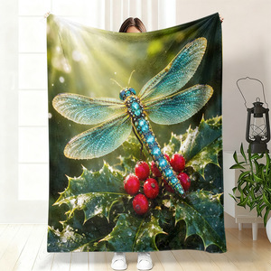 Couverture en flanelle à motif floral papillon, couverture de sieste légère et respirante pour la maison, le bureau, la sieste, impression personnalisée, vente en gros - Product Image 5