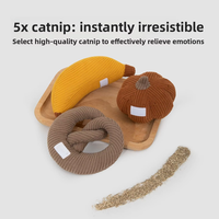 Jouets à mâcher pour chats en velours côtelé doux de qualité supérieure pour le nettoyage des dents, en forme de nourriture bionique (citrouille, banane, bretzel), avec herbe à chat, pour l'exercice