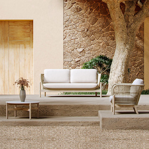 Ensemble de canapés modernes d'extérieur en teck massif avec cadre en aluminium, écologique, imperméable, protection solaire, pour villa, cour et <span class=keywords><strong>balcon</strong></span> - Product Image 2