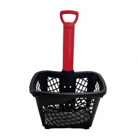 Caddie de courses en plastique avec poignée rouge pour supermarché et épicerie