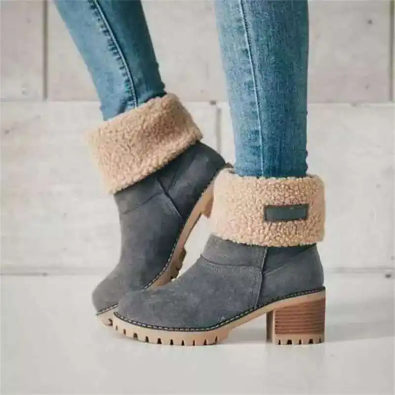 High Quality Women'S Slope Heel Winter Fashion Women'S Shoes Outdoor Snow Ankle Boots