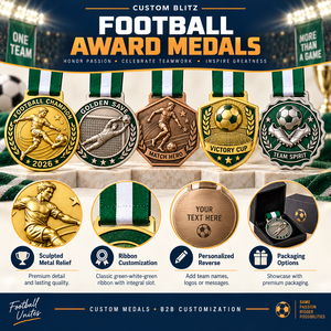 Médailles de récompense personnalisées pour le football, avec des designs de joueurs, de gardiens de but et d'équipes, pour les championnats de club, avec rubans personnalisés OEM - Product Image 4
