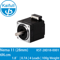 Motor paso a paso híbrido Kaifull Nema 11 DC24V 2 fases 28mm 1.8 0.7A 6N.cm KST-28D18-0001 Micro Step conector MOLEX eje de 5.0mm 3D