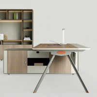 Boss Executive Escritorio de oficina extensible de madera moderno con silla Combinación Escritorio de computadora
