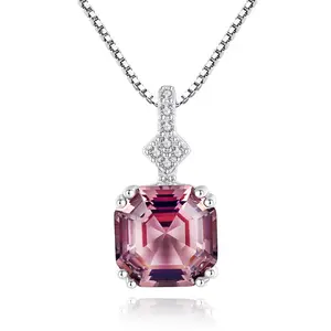 Colar De Prata Esterlina Morganite Pingente Caixa Correntes Moda Versátil Mulheres 925 Jóias De Prata Novo Link Jóias Finas Colares