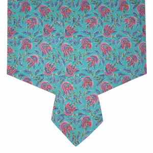 Nappe carrée en coton imprimé de bloc de main indien floral lin tissé pour décor de mariage de fête de ferme - Product Image 1