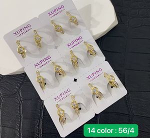 XUPING Jewelry Wholesale Copper Alloy 14K Gold Color Plated Synthetic Cubic Zirconia Stone Fashion <strong>Small</strong> Huggie <strong>Women</strong> <strong>Earrings</strong> - Product Image 3