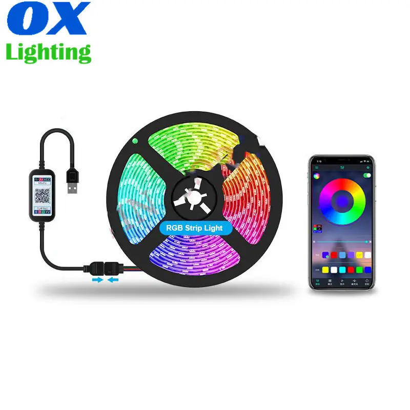 App Controle Rgb Led Strip Tape Lint Licht Smd 5050 Kleurrijke DC5V Flexibele Streep Luces Led Niet Waterdicht Tv Achtergrond lichten