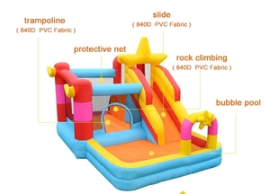 Castillo Inflable Hikeon <span class=keywords><strong>con</strong></span> Tobogán, Ideal para 5-8 Personas, 340x255x215 cm, Material de PVC 420D+840D, para Exteriores - Product Image 4