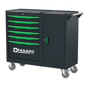 Armoire à outils roulante Fasano Tools, 6 tiroirs verts, roues verrouillables - Product Image 2