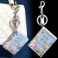 Mini carnet floral mignon avec porte-clés, agenda de poche portable, pendentif, breloque de sac à la mode, cadeau bijou pour femme