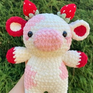 Muñeco de peluche de vaca de ganchillo hecho a mano para bebé al por mayor, juguete de Animal de punto de peluche, juguete de Casa de granja de ganchillo bonito - Product Image 4