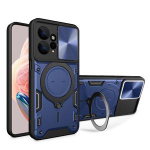 Coque de protection magnétique pour Xiaomi Redmi Note 12 4G/Redmi 12C, fenêtre coulissante avec anneau en métal - Product Image 1