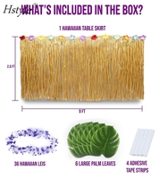 Décorations de fête Luau / Fournitures de fête Moana 36x Guirlandes de fleurs hawaïennes Feuilles tropicales et jupe en herbe pour table de buffet SD764