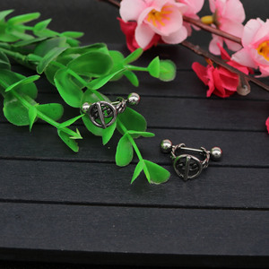 yunnique Stud <b>Earrings</b> Geometric Lock Design Tibetan Silver Titanium Steel Ear <b>Post</b> For Men Women Fashion Jewelry - Product Image 4