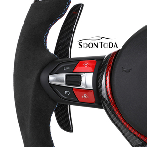 Volante OEM con Botón Rojo, Fibra de Carbono y Gamuza, con LED, para <span class=keywords><strong>BMW</strong></span> F01 F06 F10 F20 F21 F30 F32 F36 <span class=keywords><strong>M3</strong></span> F15 M5 F80 M4 F82 M2 F87 E70 E90 - Product Image 3