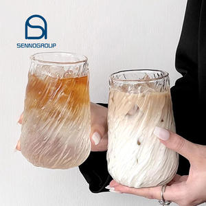 新しいサイクロン不規則なテクスチャ耐熱カップ氷河アイスアメリカンラテ水オートミールミルクグラス - Product Image 1