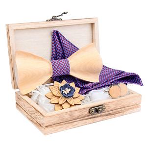 Nouvelle mode 2020, ensemble de nœud <span class=keywords><strong>papillon</strong></span> et mouchoir en <span class=keywords><strong>bois</strong></span> 3D fait à la main, nœud <span class=keywords><strong>papillon</strong></span> pour homme, soie et coton, serviette carrée - Product Image 2