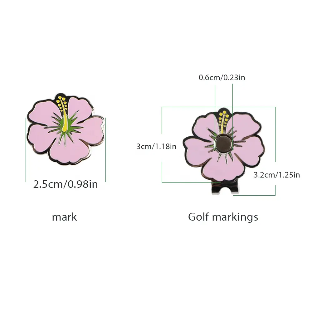 Ready to Ship Factory Price Eye-Catching Flower Shaped Golf Ball Marker Set with Magnetic Hat Clip