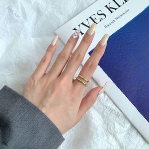 Dylam Minimalistic Double Circle Bulk Sale Chunky <b>Dainty</b> Jewelry Platinum Retainer Cuff Free Size Silver <b>Ring</b> - Product Image 6