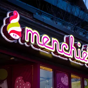 Tablero de letrero led de helado personalizado EZD, luz Led iluminada a prueba de agua para exteriores, letras de canal 3D, letreros Led delanteros para tienda