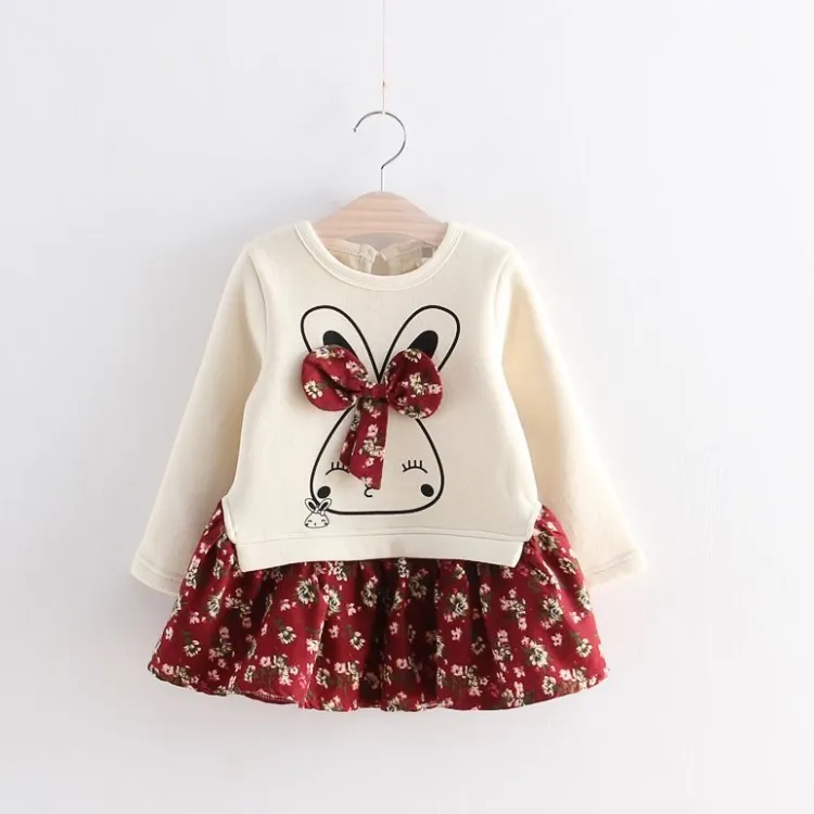 Three-dimensional bow Dress rabbit two-piece Design Girl elegant Dress Princess kids clothing girl dress