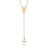 Chapelet Catholique en Acier Inoxydable Plaqué Or 18K, Bijou Religieux Chrétien, Collier Croix Totem, Cadeau d'Église