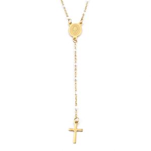 Chapelet Catholique en Acier Inoxydable Plaqué Or 18K, Bijou Religieux Chrétien, Collier Croix Totem, Cadeau d'Église - Product Image 5