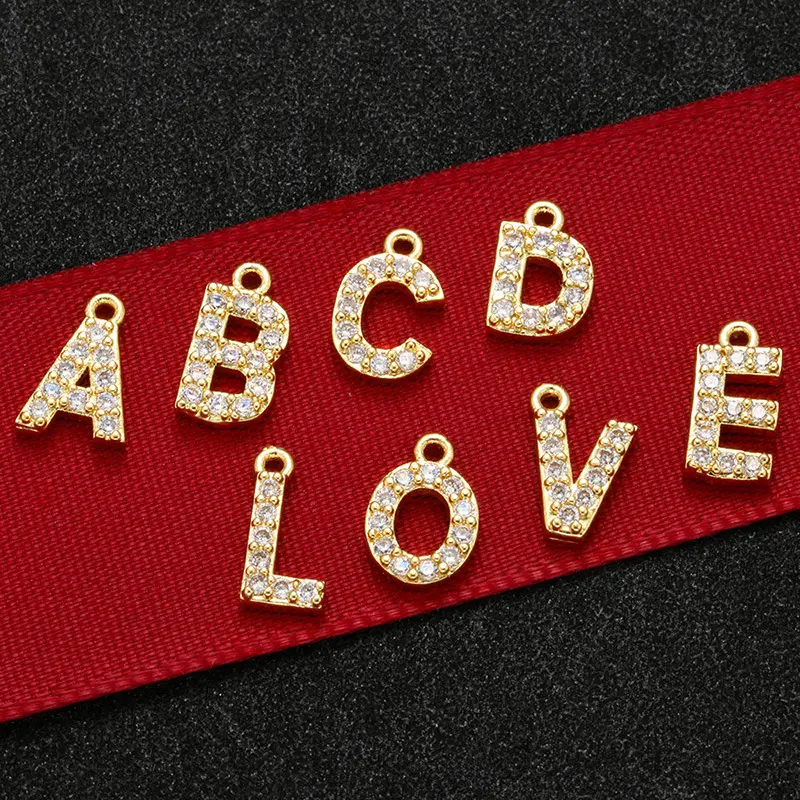Маленькие аксессуары с микроинкрустированными буквами, подвеска с английским алфавитом, подвеска с 26 буквами на английском языке для изготовления сережек, ожерелья