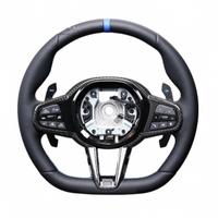 Volant en fibre de carbone pour BMW G20 G30 G05 G01 G22 G11 avec fonction de vibration chauffante ACC 5AU, entièrement en cuir, surpiqûres bleues M