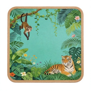 Tapete de Mahjong Personalizado 33x33 Oh My Min <span class=keywords><strong>Serengeti</strong></span>, Pedido Mínimo 1, Verde, Rosa, Turquesa Tropical, Jungla, Monos, Tigres, Americano - Product Image 2
