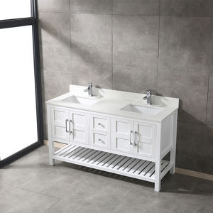 Mueble de Baño Moderno de Madera Maciza y Contrachapada Resistente al Agua con Espejo Enmarcado, Lavabo de Cerámica, Lavabos Dobles, Hecho en Vietnam - Product Image 5