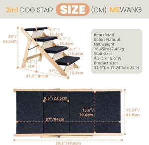 Rampa Regolabile <span class=keywords><strong>per</strong></span> Cani, Pieghevole in Legno <span class=keywords><strong>per</strong></span> Salire su Letto, Divano o <span class=keywords><strong>Auto</strong></span> - Product Image 2