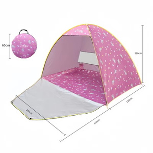 Tente de plage automatique pour enfants, imprimé <span class=keywords><strong>licorne</strong></span> rose, protection UV, abri solaire, imperméable, portable, pour jouer en extérieur, 3-4 personnes - Product Image 3