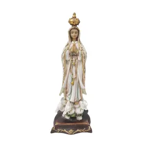 Venda quente Resina Nossa Senhora de Fátima Presentes Cristãos Estátuas Religiosas Artesanato Lembranças Decoração para casa Itens Religiosos Católicos