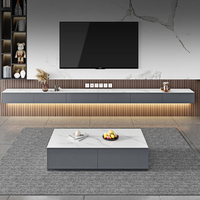 Meuble TV mural flottant, Nouvel ensemble de meuble TV et table basse de luxe léger pour petits salons